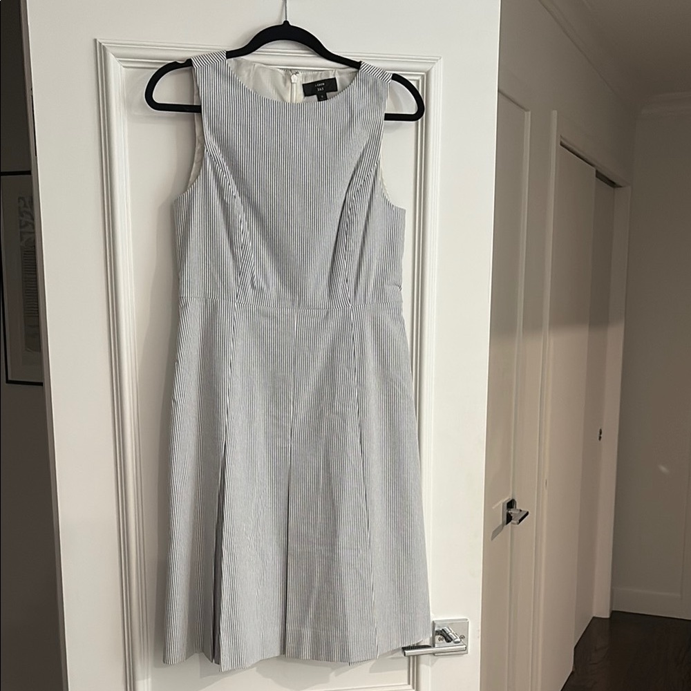 J. Crew 365 Pleated A-line Dress in Ivory Structured Linen Sleeveless